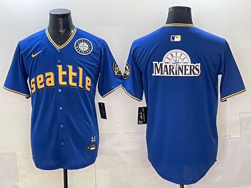 Men 2025 Seattle Mariners Blank Blue City Edition Nike MLB Jersey 29